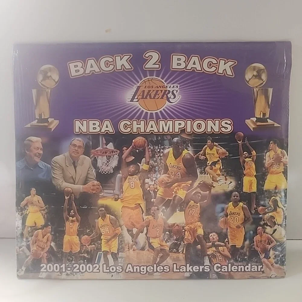 Lakers Calender 2001-2002 Back To Back Championships Team Calendar Kobe Shaq NEW
